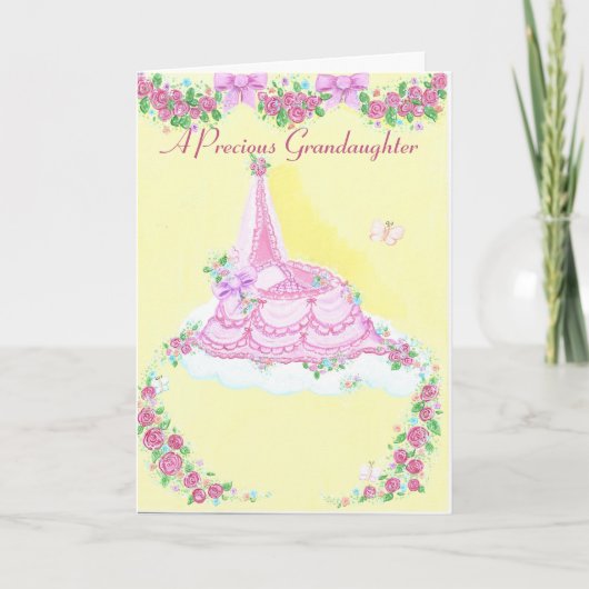 孫娘の折り畳みグリーティングカードの誕生 カード (正面)