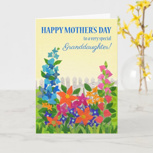 孫娘の母の日の花の庭のカード カード (黄色い花)