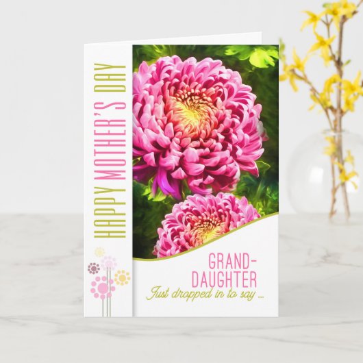 孫娘の母の日ピンクのダリアガーデンのために カード (黄色い花)