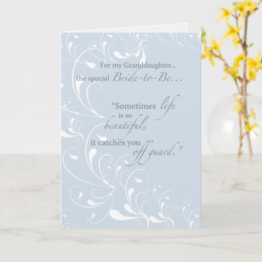 孫娘の結婚前お祝いメッセージカード ライトブルー カード (黄色い花)