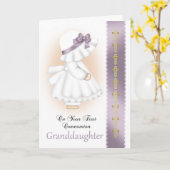 孫娘の聖交カードと小さな女の子 カード (黄色い花)