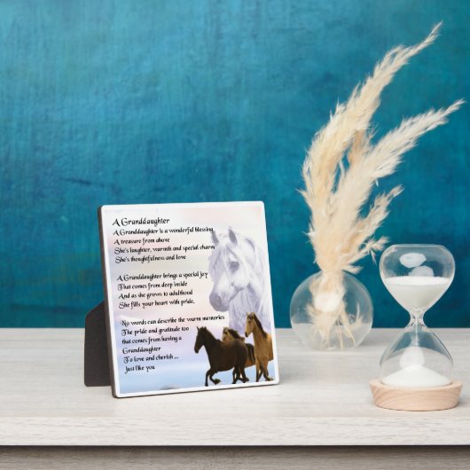 孫娘の詩のプラーク – 馬のデザイン フォトプラーク (インサイチュ)