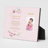 孫娘の詩《キリスト教》洗礼式や命名式写真ピンクの花 フォトプラーク (側面)