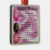 孫娘の詩-ハッピーバースデーのデザイン メタルオーナメント (右)