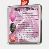 孫娘の詩-ハッピーバースデーのデザイン メタルオーナメント (左)