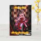 孫娘の誕生日とムーニーかわいこちゃんパイゴシック カード (黄色い花)