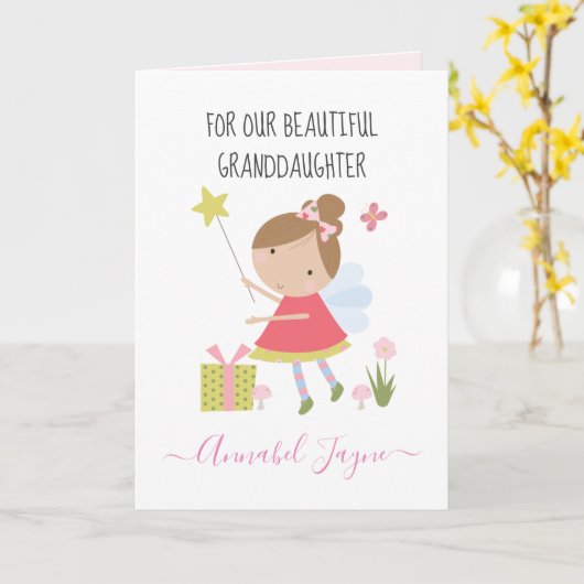 孫娘の誕生日のおとぎお洒落のカード カード (黄色い花)