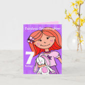 孫娘の誕生日カード赤髪紫 カード (黄色い花)