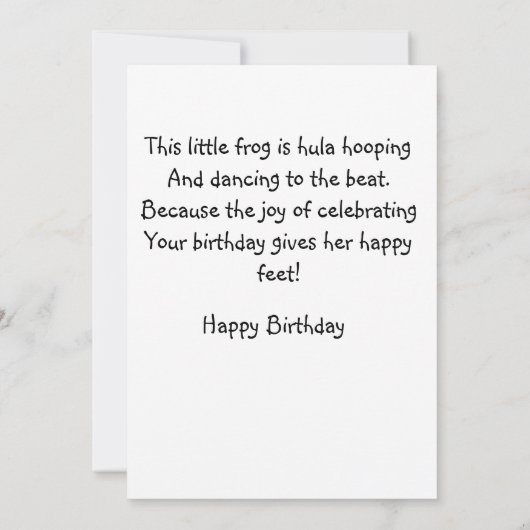 孫娘の誕生日グリーティングカード。 サンキューカード (裏面)