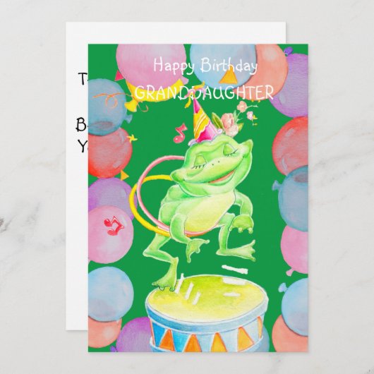 孫娘の誕生日グリーティングカード。 サンキューカード (正面/裏面)