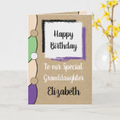 孫娘の誕生日グリーン白い素朴な カード (黄色い花)