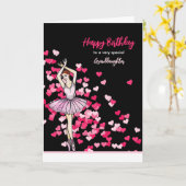 孫娘の誕生日バレリーナピンクドレス カード (黄色い花)