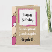 孫娘の誕生日ピンクの白い素朴な カード (正面)