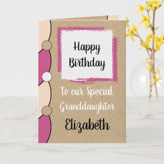 孫娘の誕生日ピンクの白い素朴な カード (黄色い花)