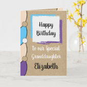 孫娘の誕生日ブルー白い素朴な カード (黄色い花)