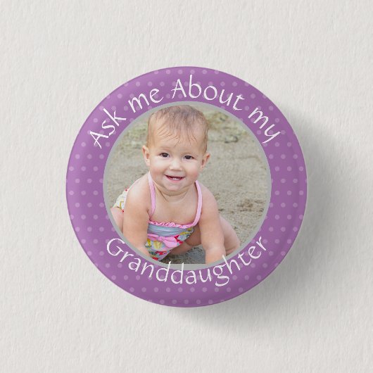 孫娘の頼写真を追加するボタン 缶バッジ (正面)