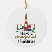 孫娘の魔法の一角獣のクリスマスのために セラミックオーナメント (正面)