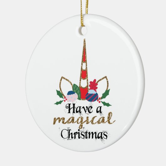 孫娘の魔法の一角獣のクリスマスのために セラミックオーナメント (左)
