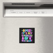 孫娘の1歳の誕生日おめでとうフラワー 1歳 マグネット (インサイチュ (食洗機))