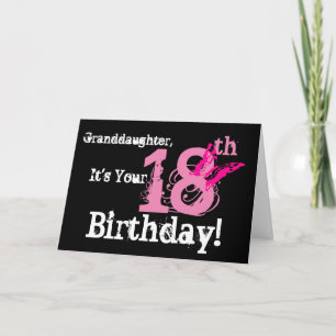 孫娘の18歳の誕生日、ピンクの蝶。 カード