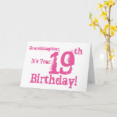 孫娘の19歳の誕生日がピンク色。 カード (黄色い花)