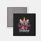 孫娘の4歳の誕生日 ユニコーン おばあちゃん マグネット (正面/裏面)