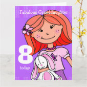 孫娘の8番目の誕生日カードパープル カード (黄色い花)