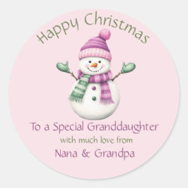 孫娘へのクリスマスステッカー ラウンドシール