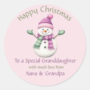 孫娘へのクリスマスステッカー ラウンドシール