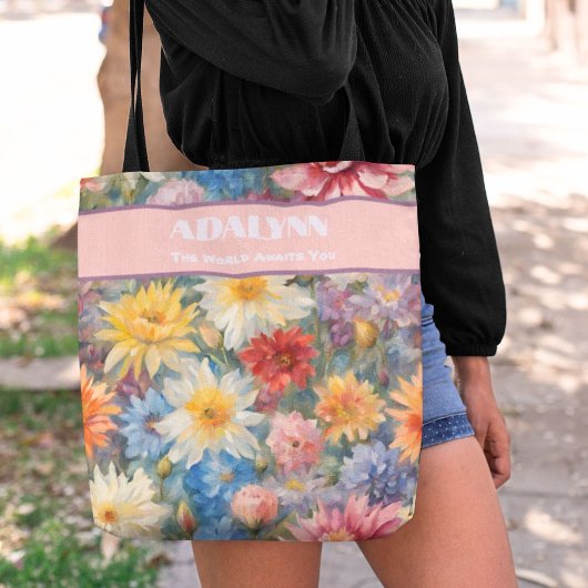 孫娘へのシックな水彩卒業ギフト トートバッグ