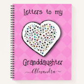 孫娘へのピンクパーソナライズされた文字 ノートブック (正面)