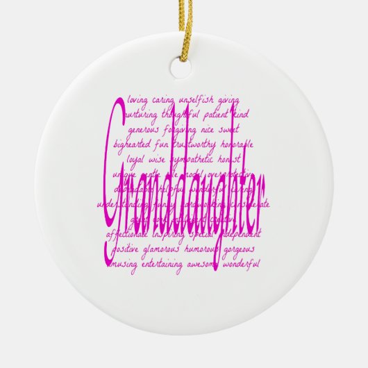 孫娘へのピンク色の言葉 セラミックオーナメント (正面)