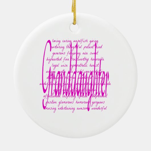 孫娘へのピンク色の言葉 セラミックオーナメント (裏面)