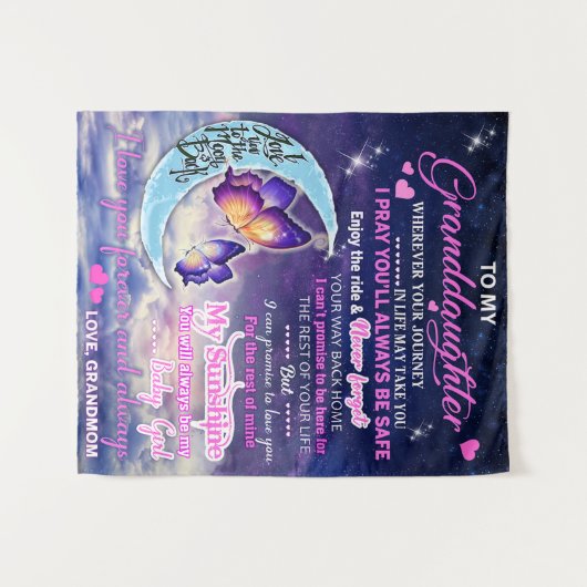 孫娘への蝶の誕生日プレゼントのアイデア タペストリー (正面(横))