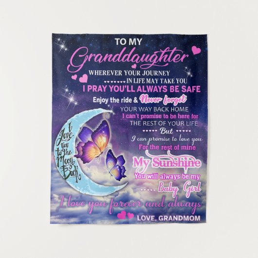 孫娘への蝶の誕生日プレゼントのアイデア タペストリー (正面)