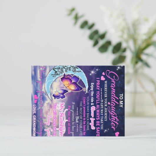 孫娘への蝶の誕生日プレゼントのアイデア ポストカード (スタンド正面)