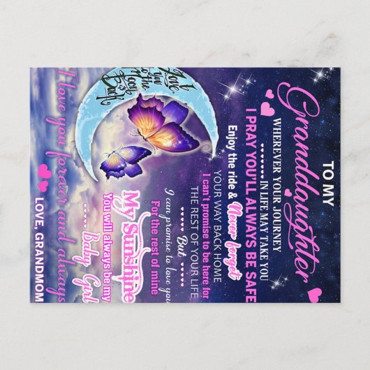 孫娘への蝶の誕生日プレゼントのアイデア ポストカード (正面)