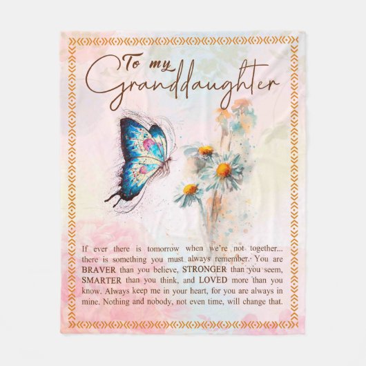 孫娘への贈り物、かわいい蝶の恋人への贈り物 フリースブランケット (正面)