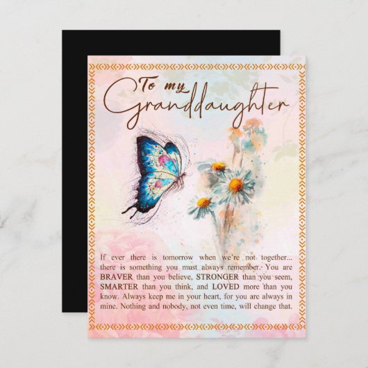 孫娘への贈り物、かわいい蝶の恋人への贈り物 招待状 (正面/裏面)