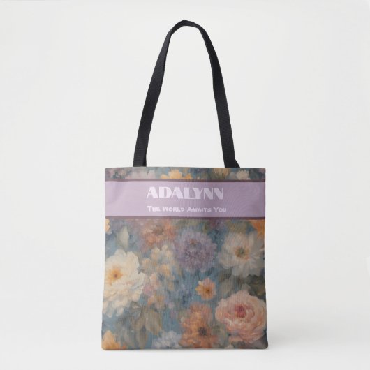 孫娘への軽度の水彩卒業ギフト トートバッグ (正面)