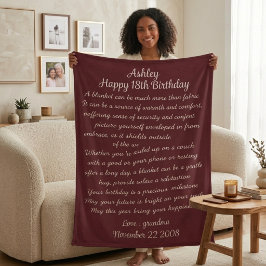 孫娘への18歳の誕生日プレゼント 名入れ シェルパブランケット