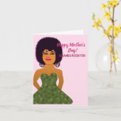 孫娘アフリカ系アメリカ人マザーズデイカード カード (黄色い花)