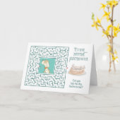 孫娘アメージング誕生日パズル迷路ドッグ カード (黄色い花)