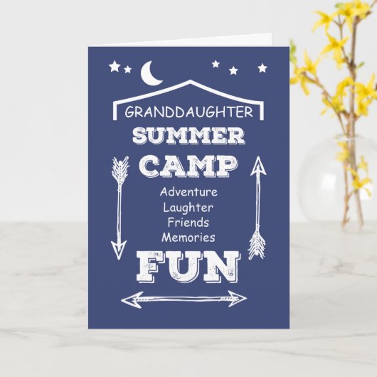 孫娘キャンプおもしろいネイビー考えブルー，あなたの カード (黄色い花)