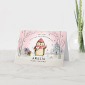 孫娘クリスマスカード、ピンクホリデーカード シーズンカード (正面)