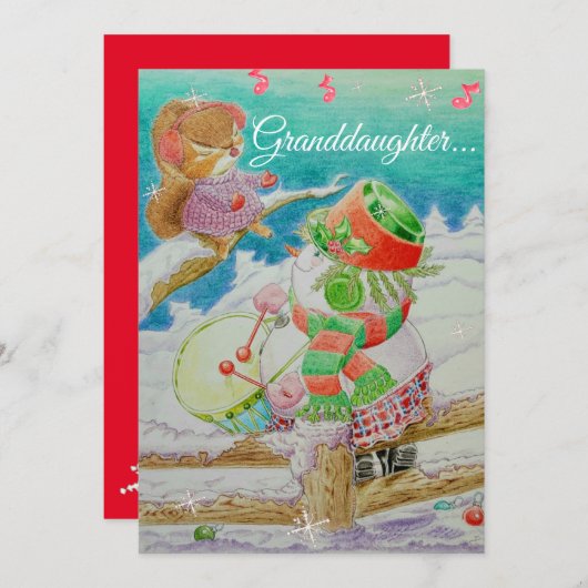 孫娘クリスマスグリーティングカード (正面/裏面)