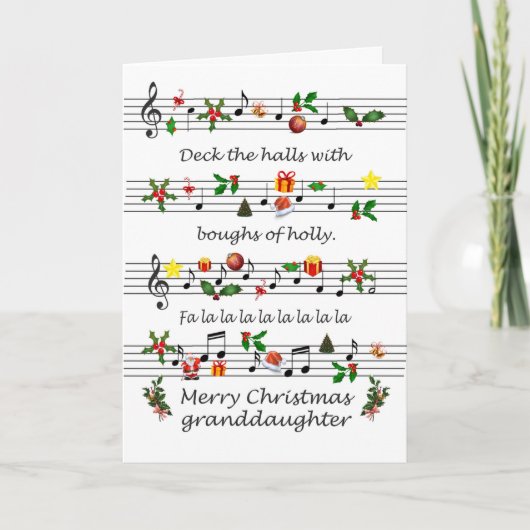 孫娘クリスマスシート音楽デッキザホール シーズンカード (正面)