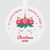 孫娘クリスマスユニコーンパーソナライズされた オーナメント (裏面)