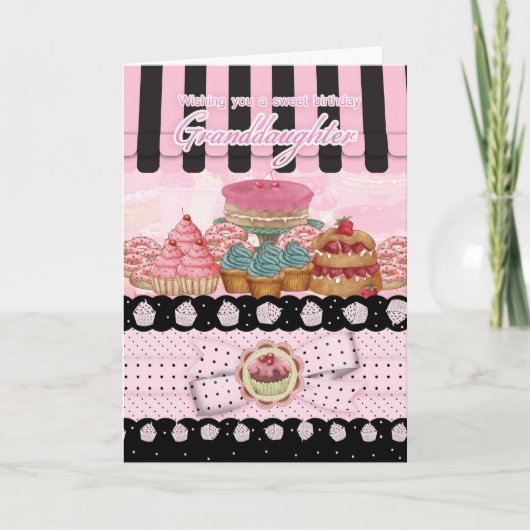 孫娘ケーキショップ誕生日グリーティングカード カード (正面)