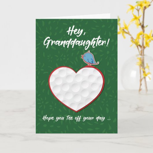 孫娘ゴルフスポーツハートバレンタインプレティーン カード (黄色い花)